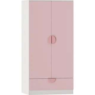 [en.casa] Kinderkleiderschrank Sandnes mit Schublade 123x60x40 cm Rosa