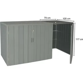 Mendler WPC Mülltonnenbox J28-XL-1-2er grau