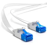 deleyCON 2m CAT6 Flaches Netzwerkkabel 1000 Mbit Gigabit LAN - Cat 6 RJ45 Ethernet Patchkabel Verlegekabel Flach - für Internet Switch Router Modem Patchpanel - Weiß
