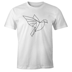 MoonWorks Print-Shirt Herren T-Shirt Polygon Origami Vogel Bird Moonworks® mit Print weiß S