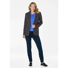 GOLDNER Kurzgröße: Hüftlanger Businessblazer, Multicolor in marine / gemustert), | Gr.: 24