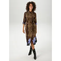 Aniston CASUAL Blusenkleid Midi Blüten-Bordüre/Leo-Print Schwarz/Beige/Braun/Blau 36