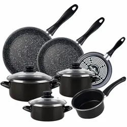 Magefesa KENIA Kochtopf Set, Induktion Set, 7-Teilig + 3 Bratpfannen, Antihaft PFOA Frei, Schwarz