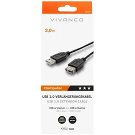 Vivanco USB 2.0 kompatibles Verlängerungskabel, 3m (45228)
