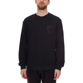 STONES Herren Basic-Pullover moderner Baumwoll-Sweater Sweatshirt Langarm-Shirt 400gsm Schwarz - XL