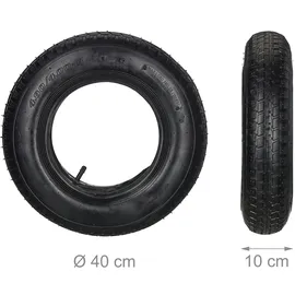 Relaxdays Schubkarrenrad mit Schlauch, Ersatzreifen profiliert, 4.00-8", luftbereift, für Schubkarre, bis 150kg, schwarz