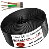 MAS-Premium von 5 bis 100m Erdkabel Starkstromkabel NYY-J 4x1,5 mm2 Elektrokabel Ring zur Verlegung im Freien, Erdreich (5m)