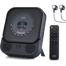 August SE15 Tragbarer Bluetooth 5.3 CD Player mit Lautsprecher 3,5mm Audio In/Out Wiederaufladbar CD Spieler mit USB/Equalizer/Überspringschutz/Wiederholungsmodus/Wandhalterung/Ohrhörer&Fernbedienung