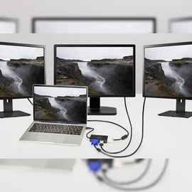 Renkforce RF-4633066 USB-C® / HDMI / DVI / VGA Adapter [1x USB-C® Stecker - 1x VGA-Buchse, HDMI-Buchse, DVI-Buchse 24+5pol.] Schwarz