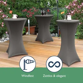 Beautissu Stehtischhusse Stella Anthrazit Ø 60-65 cm 2er Set