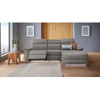 Places of Style Ecksofa »Pareli, L-Form, 259cm,m. Recamiere, Echtleder, Kunstleder, Webstoff«, man. o. elektr. Relaxfunktion, USB/Kopfteilverstellg u. LED grau