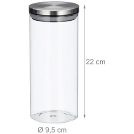 Relaxdays Vorratsdosen 22,0 cm hoch transparent 1,3 l, 3 St.