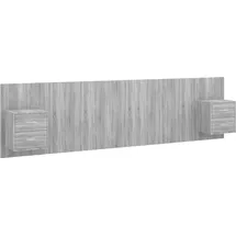 vidaXL Kopfteil mit Nachttischen Grau Sonoma Holzwerkstoff