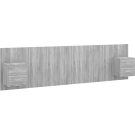 vidaXL Kopfteil mit Nachttischen Grau Sonoma Holzwerkstoff