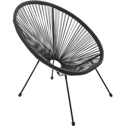 SVITA BALI Balkon Möbel Set Lounge Garnitur Relax Egg-Chair Flecht-Design Schwarz