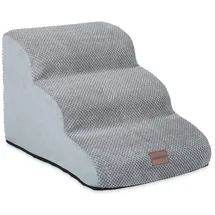 Relaxdays Hundetreppe 3 Stufen, für Hunde - Katzen, hbt: 33 x 41 x 54 cm, weiche Haustiertreppe, Bett und Couch, grau