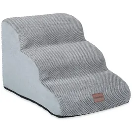 Relaxdays Hundetreppe 3 Stufen, für Hunde - Katzen, hbt: 33 x 41 x 54 cm, weiche Haustiertreppe, Bett und Couch, grau