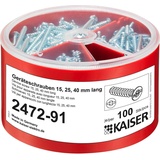 Kaiser Geräteschrauben-Box je 100 Schrauben Ø3,2xLänge 15/25/40mm Stück