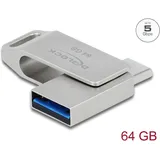 DeLock 54075 USB-Stick Glas 64GB Silber 54075 USB, USB-A, USB-C®
