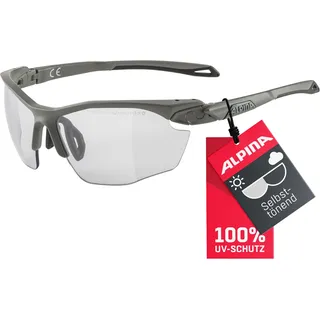 Alpina Twist Five HR V - Selbsttönende, Bruchfeste & Beschlagfreie Sport- & Fahrradbrille Mit 100% UV-Schutz Für Erwachsene, moon-grey matt, One size