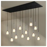 S.luce Belluna Esstischlampe 12-flammig 200cm 3-reihig Klar / Ø