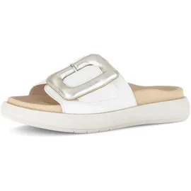 Gabor Pantolette GABOR Damen, Gr. 39, weiß, silber, Glattleder, Schuhe Pantolette,