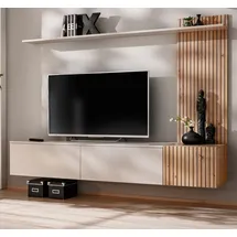 inn.furn Madina TV-Lowboard 180 cm Khaki/Mehrfarbig Holzwerkstoff