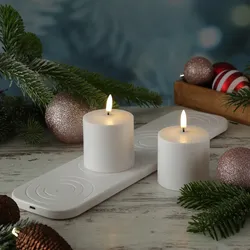 LED Kerzen - 2 wiederaufladbare LED Kerzen mit Ladestation - 6,8cm x 6,8cm - Tim...