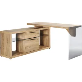 Jahnke Eckschreibtisch LUX C 150 E Braun Eiche
