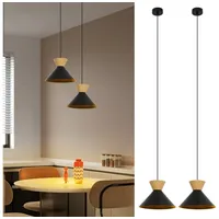 Nettlife Pendelleuchte Vintage Esszimmer 2x E27 Weiß Industrial Metall Retro Hängeleuchte, Höhenverstellbar, LED wechselbar, Innen Pendellampe für Küche Wohnzimmer Bar Resturant schwarz Konisch