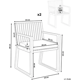 Beliani Sassari Premium Gartenstuhl 2er Set 59 x 59 x 108 cm hellgrün
