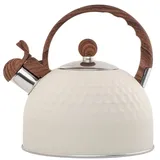 JTBDWOSK Pfeifkessel Induktion Edelstahl Teekanne,2.5L Flötenkessel Wasserkessel Für Kaminofen,Griff Für Home Küche ​Herde Teekessel Holzofen,Beige