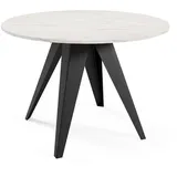 Feldmann-Wohnen Esstisch, Weiß, Grau, Schwarz, Holz, Rund,Rund, Stativgestell, 100x76x100 cm, Esszimmer, Tische, Esstische