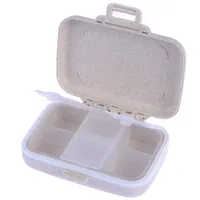 Pillenbox Tablettendose 6 Fächer Pillendose Pill Organizer für Camping Reise (Beige)