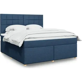 vidaXL Boxspringbett mit Matratze Blau 180x200 cm Stoff