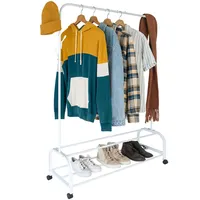 Relaxdays Kleiderständer rollbar 160x110x40 cm weiß