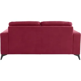 Home Affaire "Lolland", rot (bordeaux), B:183cm H:88cm T:88cm, Struktur imprägniert - feucht abwischbar (100% Polyester);Struktur Flausch (90% Polyester, 10% Polyamid);Luxus-Microfaser ALTARA NUBUCK (100% Polyester), Sofas, mit Federkern, auch mit