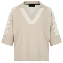 Marc Cain Zweifarbiger V-Pullover Beige S