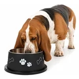 Karlie hundenapf - Kena schwarz & Silber - für langohrige Hunde - Edelstahl - futternapf Hund - 900 ml