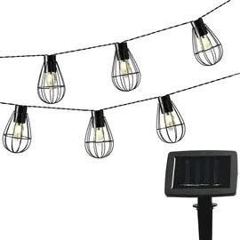 MARELIDA Lichterkette Metall 1,5m 8 Gitterlampen schwarz