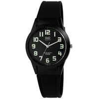 Q&Q Uniuhr mit Silikonarmband, 10 bar, schwarz - Schwarz/Schwarz