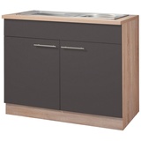 wiho Küchen Spülenschrank Montana 100 cm breit grau