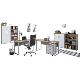 BMG Möbel Büro Office Edition Set 1, Sonoma/ Eiche/Weiß