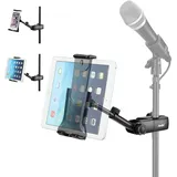 Tablet Ständer, Moukey Tablet Halterung für Mikrofonständer, verstellbar 360° Drehbarer Handy Ständer, Kompatibel mit iPad, iPad Pro, iPad Air Mini, Allen 4,7 bis 12,9 Zoll Tablets und Smartphones