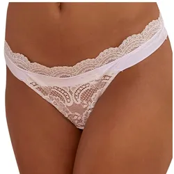 String LASCANA "Valentina", Damen, Gr. 40/42, beige (creme), Mesh, Spitze, Obermaterial: 87% Polyamid, 13% Elasthan, körpernah, Unterhosen, aus dezent transparenter Spitze