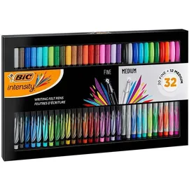 BIC Intensity Fineliner Filzstifte mit feiner und mittlerer Spitze für Bullet Journal & Mandala – 1 x 32 Stück