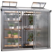 Gfp Gewächshaus Anlehngewächshaus Adena 13 aus Alu - 222x77 cm - 10 mm Polycarbonat Doppelstegplatten Transparent