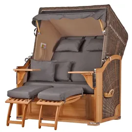 bene living bene,iving Strandkorb Komplettset Schaalsee Teak PE grau Modell 551