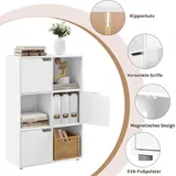 Woltu Bücherregal Bücherschrank Standregal Aufbewahrungregal Raumteiler Büroregal Aktenschrank, mit 3 Türen, 6 Fächer, 29 x 91 x 59,6 cm,Weiß SK001ws
