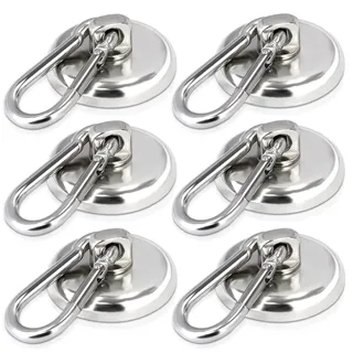 MAGXCENE 6 Stück Magnethaken Extra Stark, Last bis 40kg 360° Drehbar Magnet Haken, 36mm Neodym Magnete mit Haken, Magnet Haken sehr Stark Magnetischer Haken für Küche Camping Garage Büro